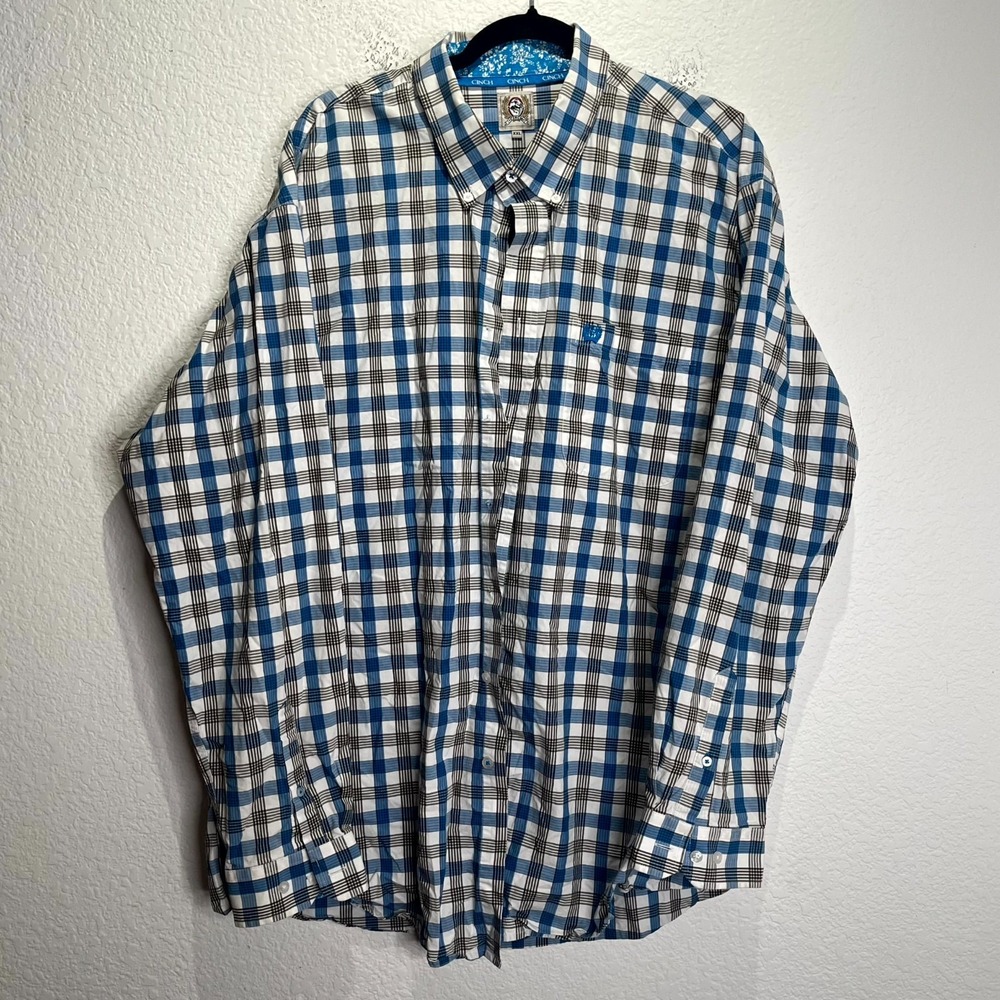 Cinch Shirt Mens 2XL Multicolor Plaid Logo‎ Cotton Pleated Button Down Outdoor